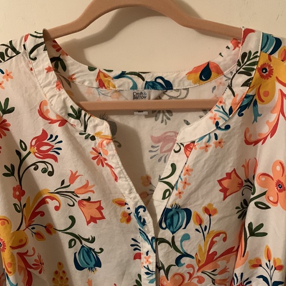 NWT Croft & Barrow beautiful floral fit&flare button up dress w/pockets size 3x - Picture 3 of 14